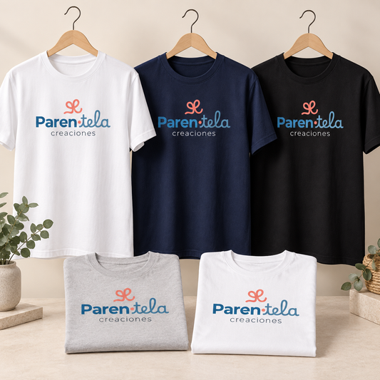 Camisetas personalizadas con el logo alternativo de Parentela Creaciones